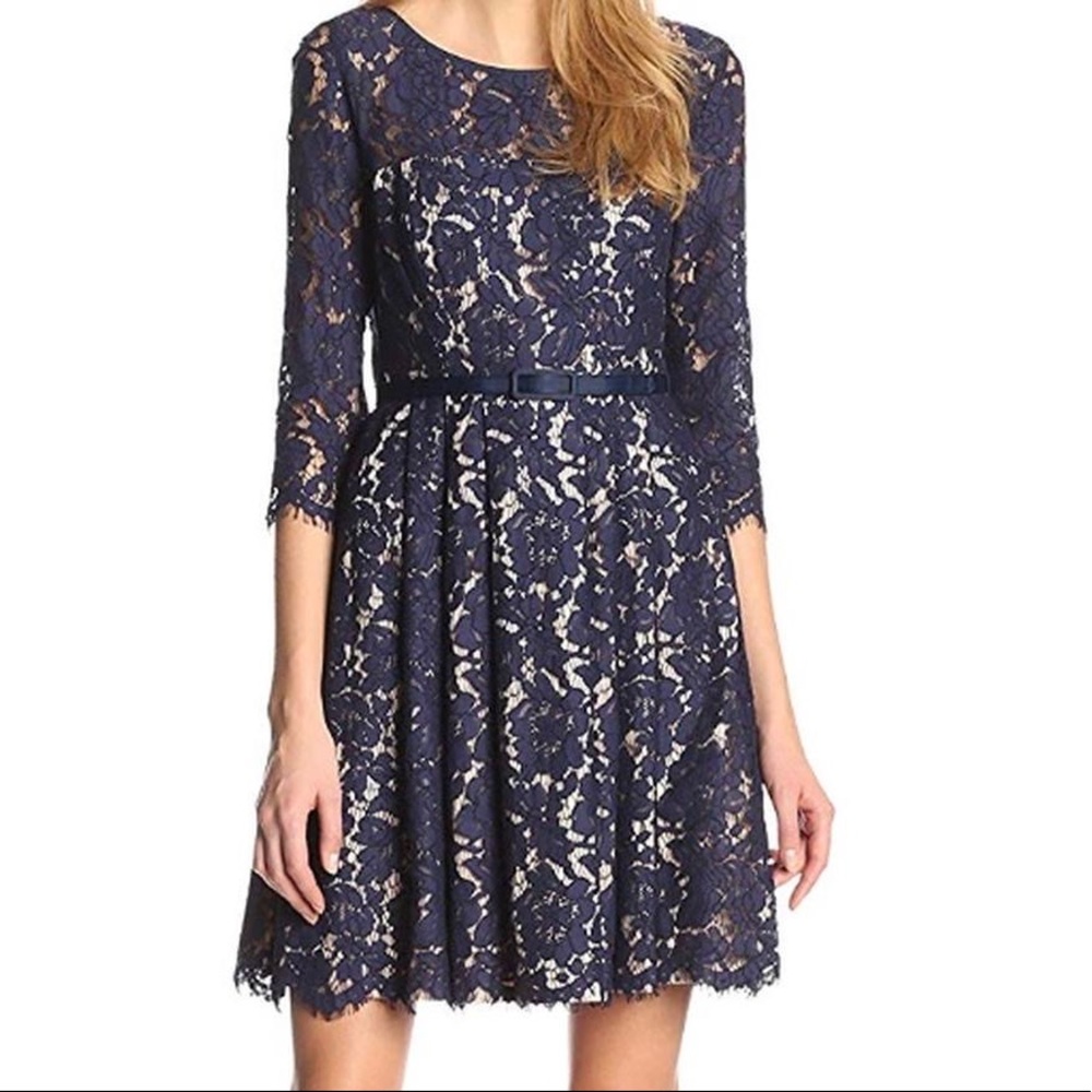 Eliza J Navy blue lace dress